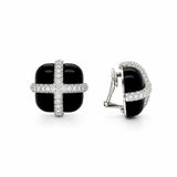 Seaman Schepps, Diamond and Ebony Wood Earclips, 18 Karat White Gold