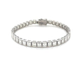 12.52 Carats Bezel Set Emerald Cut Diamond Tennis Bracelet