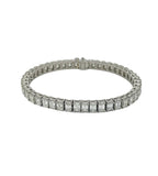 14 Carats Emerald Cut Diamond and Platinum Tennis Bracelet