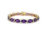 14 Karat Yellow Gold, Amethsyt and Diamond Bracelet