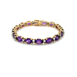 14 Karat Yellow Gold, Amethsyt and Diamond Bracelet
