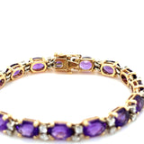 14 Karat Yellow Gold, Amethsyt and Diamond Bracelet