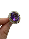 18K Yellow Gold, Amethyst and Diamond Cocktail Ring