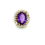 18K Yellow Gold, Amethyst and Diamond Cocktail Ring