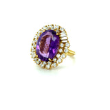 18K Yellow Gold, Amethyst and Diamond Cocktail Ring