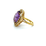 18K Yellow Gold, Amethyst and Diamond Cocktail Ring