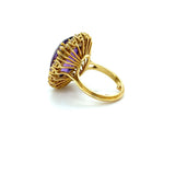 18K Yellow Gold, Amethyst and Diamond Cocktail Ring