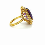 18K Yellow Gold, Amethyst and Diamond Cocktail Ring
