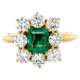 18K Yellow Gold, Emerald and Diamond Ring