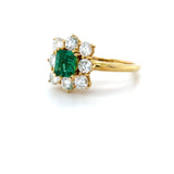 18K Yellow Gold, Emerald and Diamond Ring