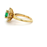 18K Yellow Gold, Emerald and Diamond Ring