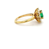 18K Yellow Gold, Emerald and Diamond Ring