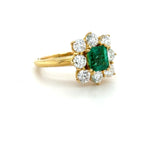 18K Yellow Gold, Emerald and Diamond Ring