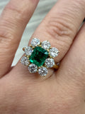 18K Yellow Gold, Emerald and Diamond Ring