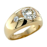 Retro 2.44 Carat Three Stone Old European Cut Diamond Gypsy Set Ring