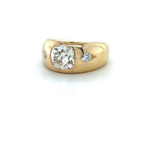 Retro 2.44 Carat Three Stone Old European Cut Diamond Gypsy Set Ring