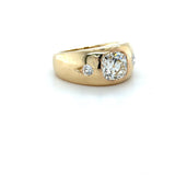 Retro 2.44 Carat Three Stone Old European Cut Diamond Gypsy Set Ring