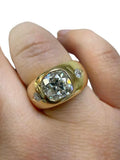 Retro 2.44 Carat Three Stone Old European Cut Diamond Gypsy Set Ring