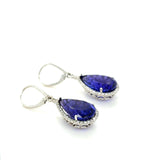 25.35 Carat Tanzanite and Diamond Drop Earrings, 14K White Gold