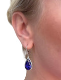 25.35 Carat Tanzanite and Diamond Drop Earrings, 14K White Gold