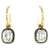 3.00 Carats Old Mine Cut Diamond Drop Hoop Earrings