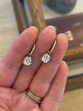 3.00 Carats Old Mine Cut Diamond Drop Hoop Earrings