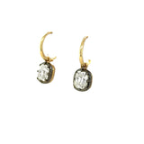 3.00 Carats Old Mine Cut Diamond Drop Hoop Earrings