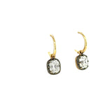 3.00 Carats Old Mine Cut Diamond Drop Hoop Earrings