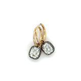 3.00 Carats Old Mine Cut Diamond Drop Hoop Earrings