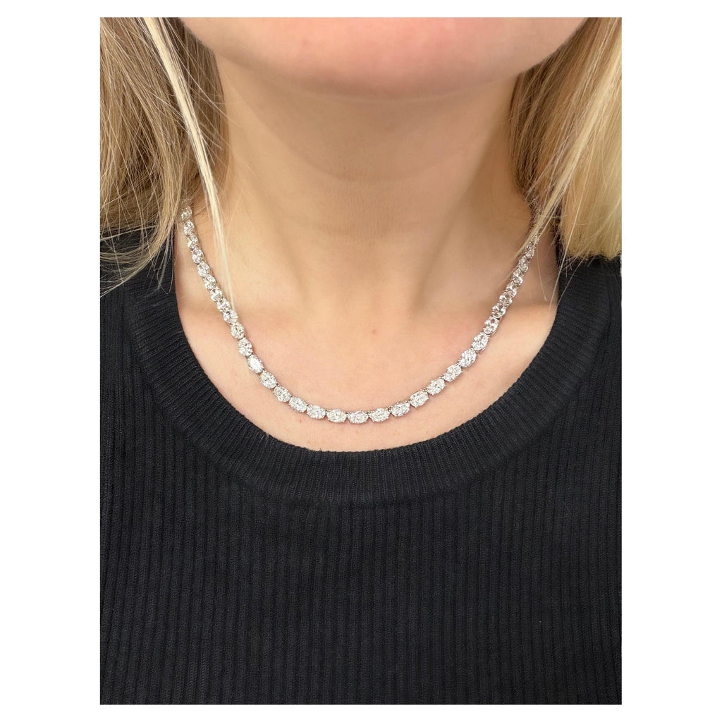 36.41 Carats Oval Diamond East West Tennis Necklace