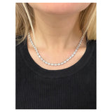 36.41 Carats Oval Diamond East West Tennis Necklace