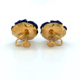 1970, 3.98 Ct Fancy Yellow Diamond and Lapis Lazuli Flower Earrings