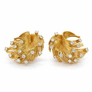Vintage Tiffany & Co. Yellow Gold and Diamond Earrings, 18K