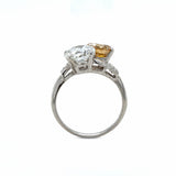 Vintage, 1950's Diamond and Natural Brown Diamond Toi Et Moi Ring, Platinum