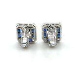 4.34 Carat Radiant Cut Diamond and Sapphire Stud Earrings