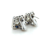 4.34 Carat Radiant Cut Diamond and Sapphire Stud Earrings