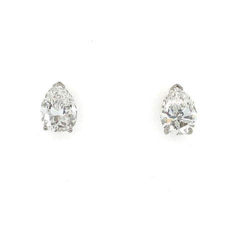 4.49 Carat Pear Shape Diamond Stud Earrings