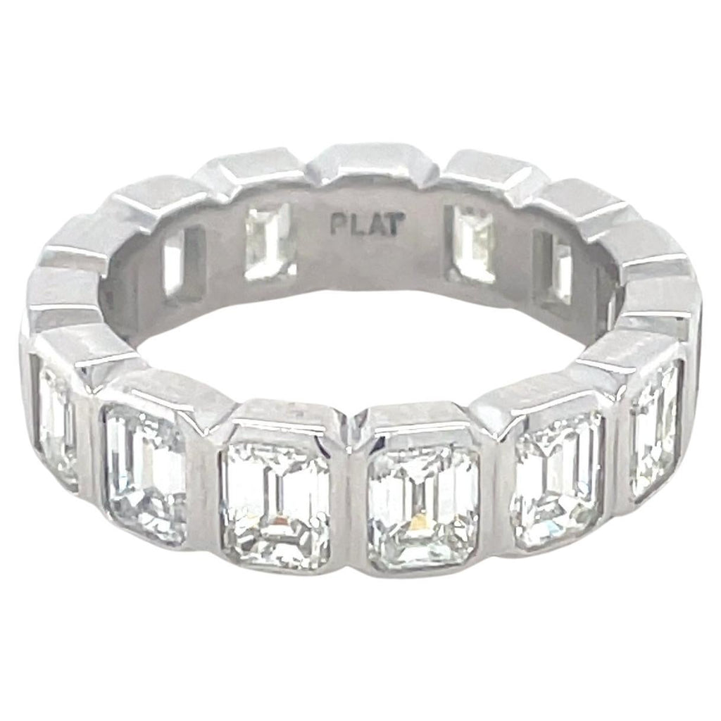 5.00 Carat Bezel Set Emerald Cut Eternity Band, Platinum
