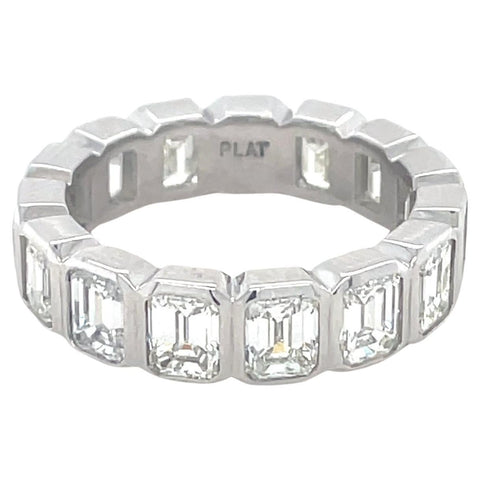 5.00 Carat Bezel Set Emerald Cut Eternity Band, Platinum