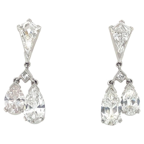 Vintage 5.50 Carat Diamond Drop Earrings, Platinum