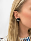 Seaman Schepps, Diamond and Ebony Wood Earclips, 18 Karat White Gold