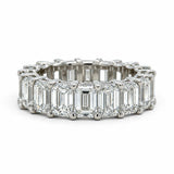 GIA 9.12 Carats Emerald Cut Diamond Eternity Band, Platinum, Size 6 1/2