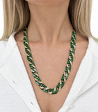 Vintage, Chrysoprase, Diamond and 18K Gold Necklace and Bracelet Suite