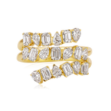 14K Gold 1.8ct Natural Diamond Alternating Emerald Pear Wrap Ring