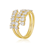 14K Gold 1.8ct Natural Diamond Alternating Emerald Pear Wrap Ring