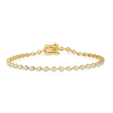 14K Gold 2.6ct Natural Diamond Pear Bezel Tennis Bracelet