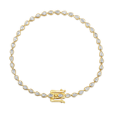 14K Gold 2.6ct Natural Diamond Pear Bezel Tennis Bracelet