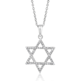 14K Gold 0.1ct Natural Diamond Star Of David Religion Charm Necklace