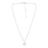 14K Gold 0.1ct Natural Diamond Star Of David Religion Charm Necklace