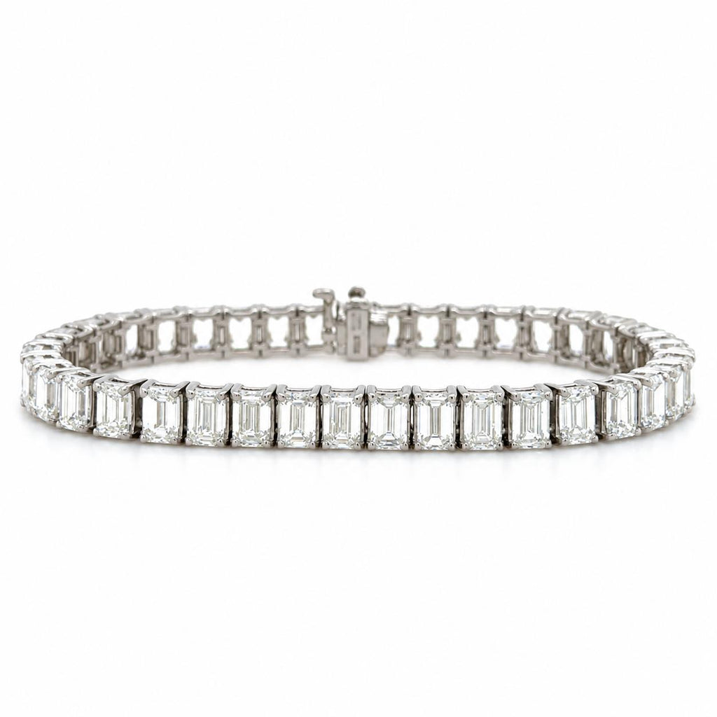 GIA Certified 19.67 Carats Emerald Cut Diamond Tennis Bracelet